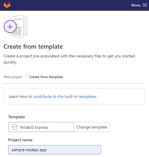 GitLab: create new project using NodeJS template