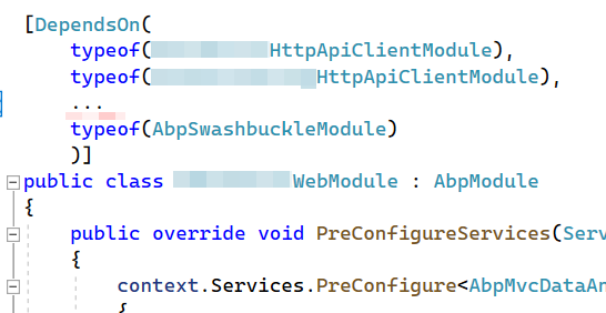 ABP: Add the module in the `[DependsOn]` attribute of the relevant project .